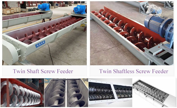 Twin screw feeder is divided into two types with shaft and without shaft.