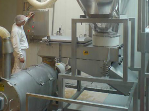 Conveying grain or ingredients to the production line