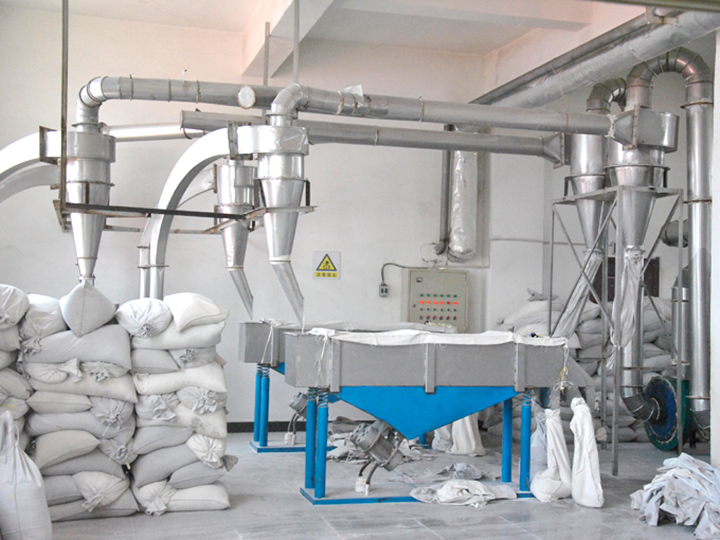 Linear vibro sifter is used for rough cleaning of flour