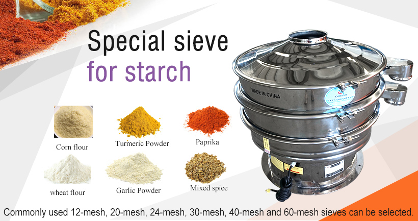 Special sieve for starch