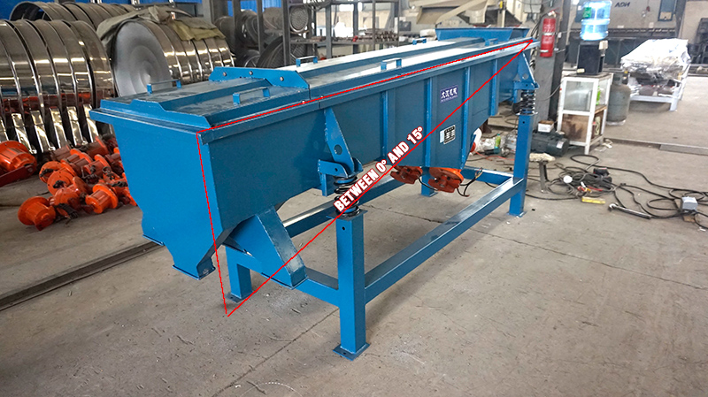 What is the general slope of the linear vibrating screen?