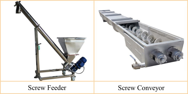 What is the difference between screw feeder and screw conveyor?